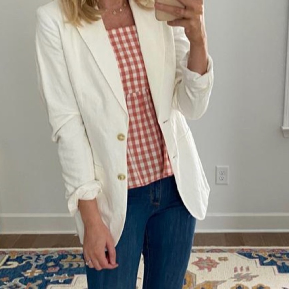 Coral checked top!
